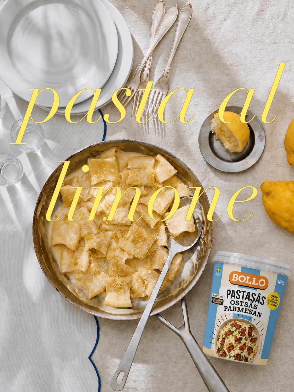 Pasta al limone i panna med BOLLO Pastasås Ostsås Parmesan